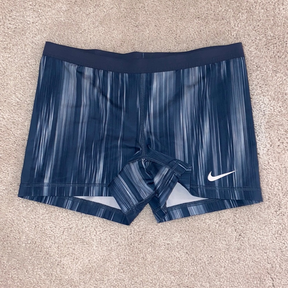 Nike Women's Navy Striped Athletic Shorts